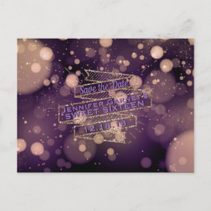 Bokeh Lights Save the Date Elegante Geburtstagspar Ankündigungspostkarte