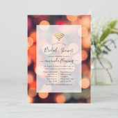 Bokeh Lights Virtual Shower Einladung (Stehend Vorderseite)