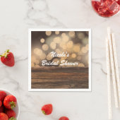 Bokeh Lights & Wood Rustic Sparkle Wedding Serviette (Beispiel)