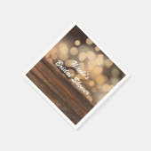 Bokeh Lights & Wood Rustic Sparkle Wedding Serviette (Ecke)