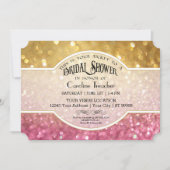 Bokeh Movie Premier Ticket Style Gold Pink Sparkon Einladung (Vorderseite)