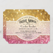 Bokeh Movie Premier Ticket Style Gold Pink Sparkon Einladung (Vorne/Hinten)