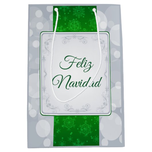 Bokeh Navidad Mittlere Geschenktüte (Vorderseite)