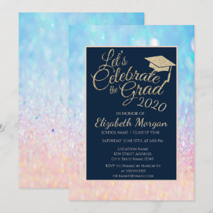 Bokeh Ombre Glitter Abschlusskappe Abschluss Einladung