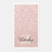 Bokeh Pale Rose Gold Glitzer Personalisiert Monogr Serviette (Vorderseite)