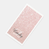 Bokeh Pale Rose Gold Glitzer Personalisiert Monogr Serviette (Ecke)