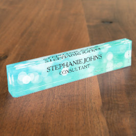 Bokeh Patterns Blue Aquamarin Aqua Monogram Name M Namensplakette