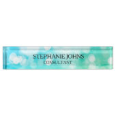 Bokeh Patterns Blue Aquamarin Aqua Monogram Name M Namensplakette (Vorderseite)