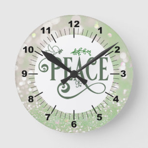 Bokeh Peace Script Runde Wanduhr