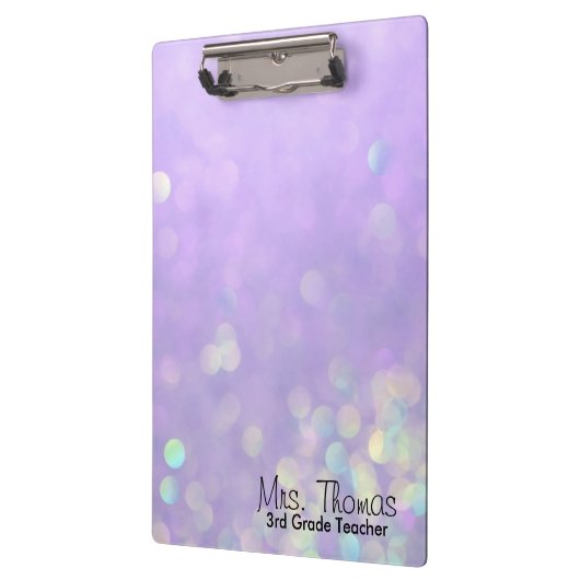 Bokeh personalisiertes Klemmbrett (lila) (Links)