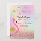 Bokeh, Pink Flamingo Holographic Baby Shower Einladung (Vorderseite)