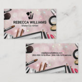 Bokeh Pink Hintergrund | Makeup Brushes Visitenkarte (Vorne/Hinten)