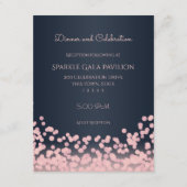 Bokeh Pink und Navy Blue Empfang Card Begleitkarte (Vorderseite)