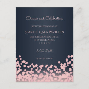 Bokeh Pink und Navy Blue Empfang Card Begleitkarte
