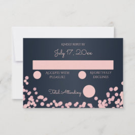 Bokeh Pink und Navy Blue Wedding Response RSVP Karte