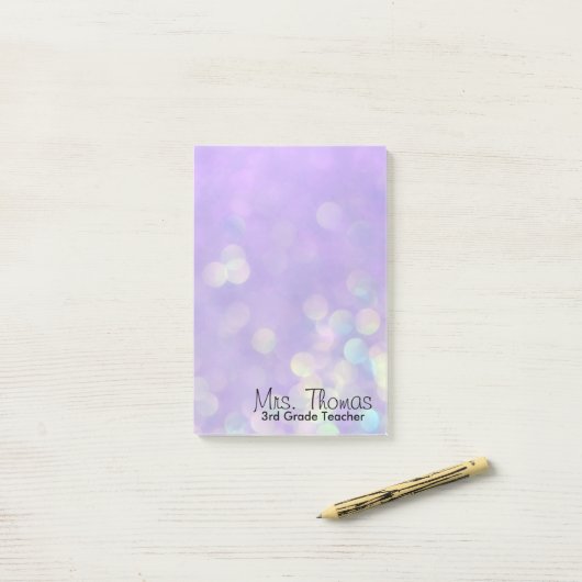 Bokeh Post It Notes 4x6 (Lila) Post-it Klebezettel (Auf Schreibtisch)