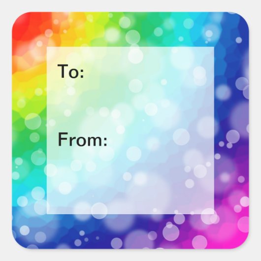 Bokeh Rainbow Pattern Geschenkmarke Sticker (Vorderseite)