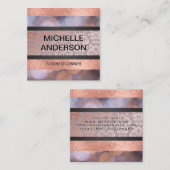 Bokeh | ROSE | Damasfarbblock Quadratische Visitenkarte (Vorne/Hinten)