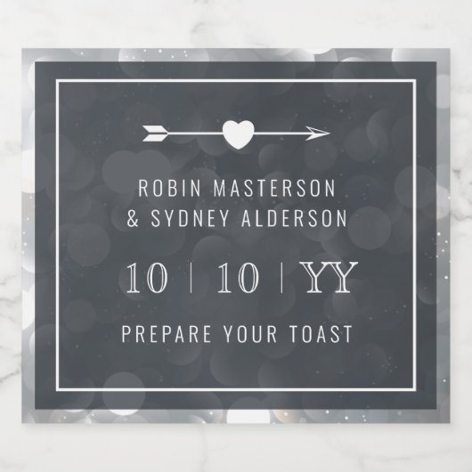 Bokeh | SAVE THE DATE | Bier-Etikett | Silber Bierflaschenetikett (Einzelnes Label)