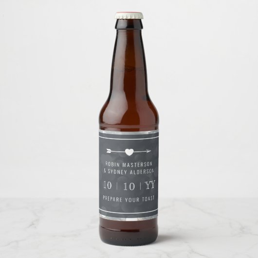 Bokeh | SAVE THE DATE | Bier-Etikett | Silber Bierflaschenetikett (Vorderseite)