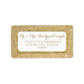 Bokeh Sparkle Script Gold Glitzer Rounded Corners Adressaufkleber (Vorne)
