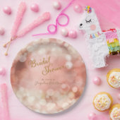 Bokeh Sparkle Twinkle Lights Pastel Pink Bridal Pappteller (Party)