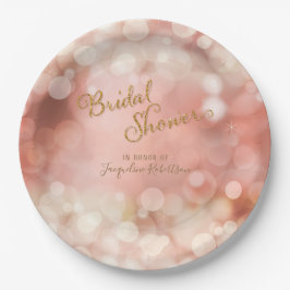 Bokeh Sparkle Twinkle Lights Pastel Pink Bridal Pappteller