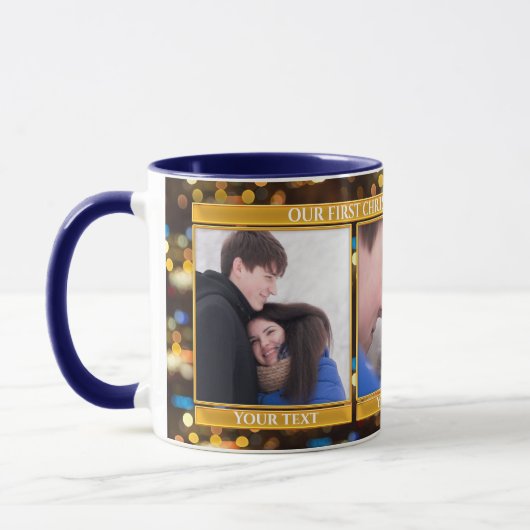 Bokeh Sparkling Lights 3 Fotos Weihnachtsfeierlich Tasse (Links)