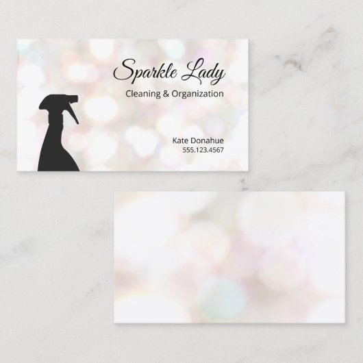 Bokeh Spray Flasche Haus Reinigung Logo Geschäft Visitenkarte (Vorne/Hinten)
