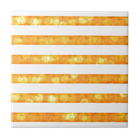 Bokeh Streifen in orange und weiß Fliese (Vorderseite)