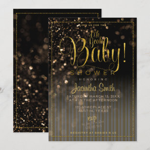Bokeh Stripes Glam Babydusche Oh ja Baby! Einladung