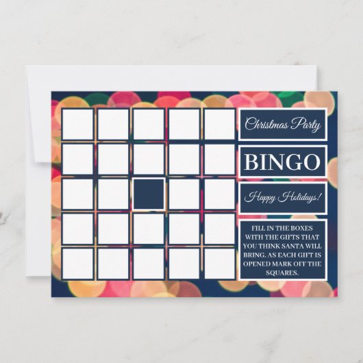 Bokeh Tree Lights, Christmas Party Bingo Einladung (Vorderseite)