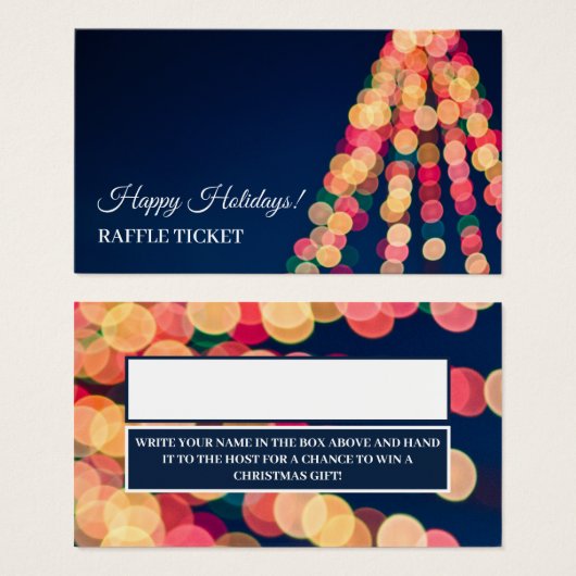 Bokeh Tree Lights, Christmas Raffle Ticket (Vorne & Hinten)