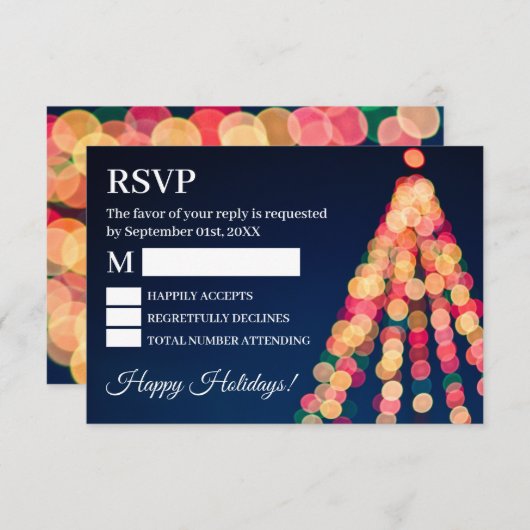 Bokeh Tree Lights, Christmas UAWG RSVP Karte (Vorne/Hinten)