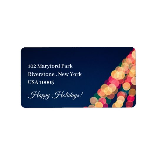 Bokeh Tree Lights, Weihnachten Adressaufkleber (Vorne)
