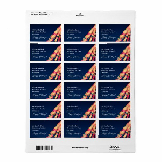 Bokeh Tree Lights, Weihnachten Adressaufkleber (Vorne)