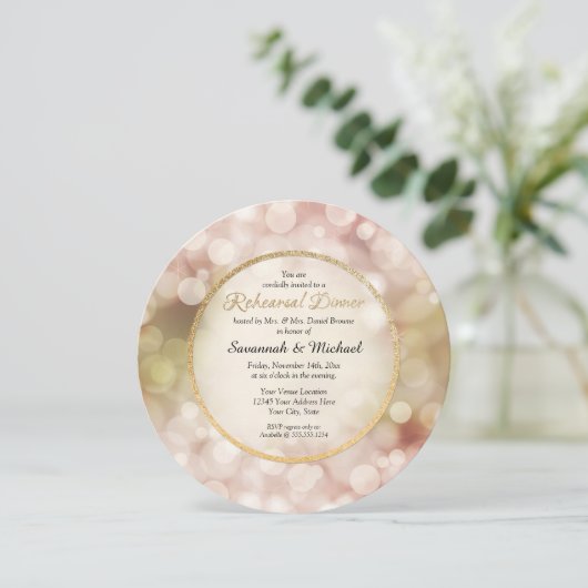 Bokeh Twinkle Sparkle Probe Abendessen Einladung (Stehend Vorderseite)