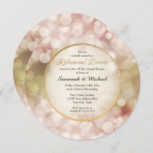 Bokeh Twinkle Sparkle Probe Abendessen Einladung (Vorne/Hinten)