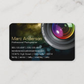 Bokeh u. Zoomobjektiv-Fotograf-Visitenkarte D5 Visitenkarte (Rückseite)