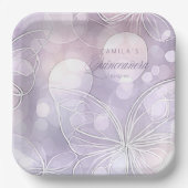 Bokeh und Butterfly Quinceanera Lavender ID1030 Pappteller (Vorderseite)