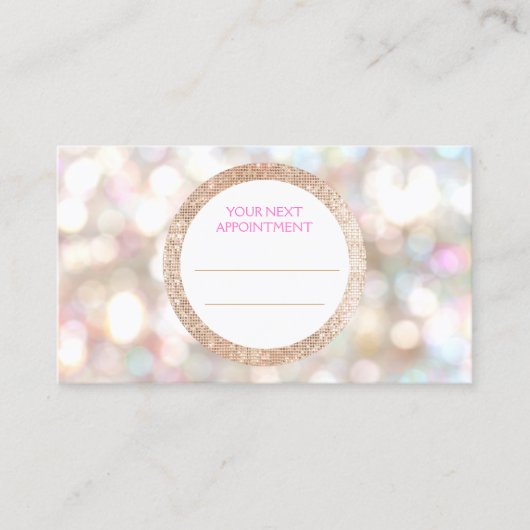 Bokeh und Rose Gold Sequin Hair Salon Ernennung Terminkarte (Vorderseite)
