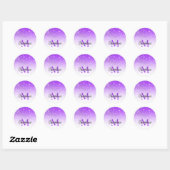 Bokeh Violet Glitzer White Ombre Monogram Runder Aufkleber (Blatt)