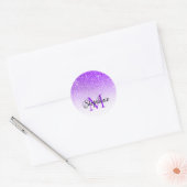 Bokeh Violet Glitzer White Ombre Monogram Runder Aufkleber (Umschlag)