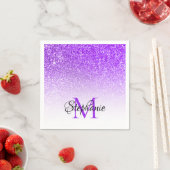 Bokeh Violet Glitzer White Ombre Monogram Serviette (Beispiel)