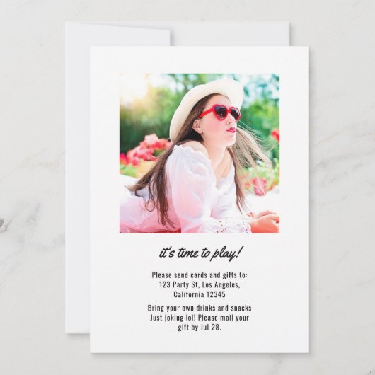 Bokeh Virtual Birthday Party Foto Einladung (Rückseite)