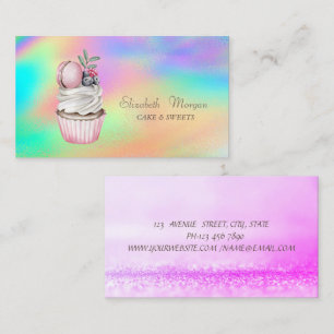 Bokeh Wasserfarbe Macarons Farbige Holografie Visitenkarte