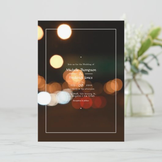 Bokeh Wedding Einladung (Stehend Vorderseite)