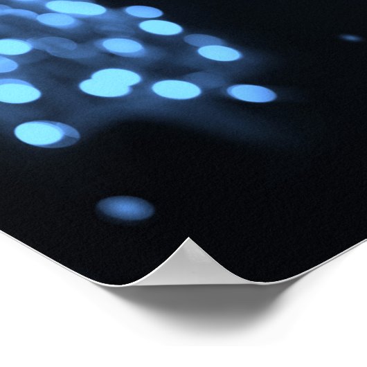 Bokeh Weihnachtsbaum Hintergrund - Blau Poster (Ecke)