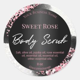 Bokeh White Black Pink Glitzer Body Scrub Labels Runder Aufkleber