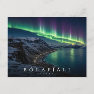 Bolafjall Berg Westfjords Islandien Polarlicht Postkarte